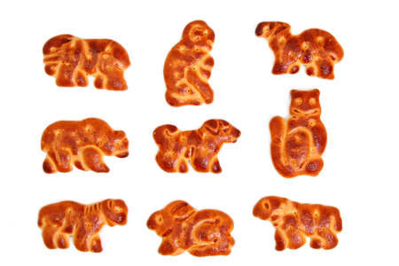 Cookies made in the form of figures of various animals, isolated on white, (look similar images in my portfolio)の写真素材