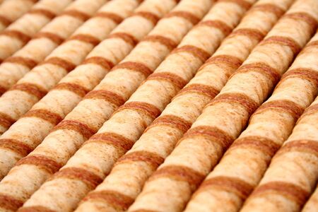 Striped wafer tubules with a chocolate cream, (look similar images in my portfolio)の写真素材