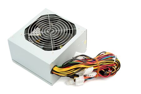 Computer power supply with fan and wiresの写真素材