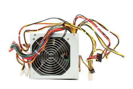 Computer power supply with fan and wiresの写真素材