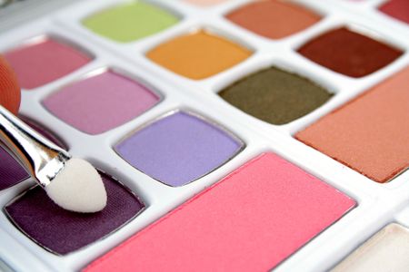 Eyeshadows and brush 1の写真素材