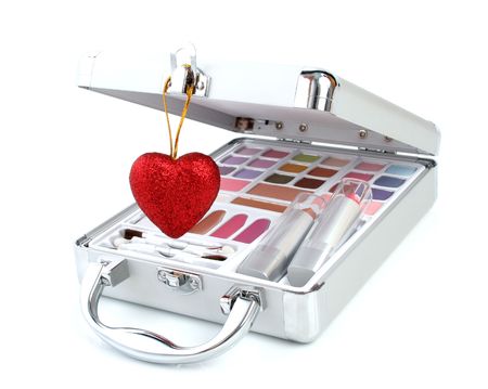 Makeup briefcase and heart 3の写真素材