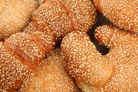 Fresh sweet rolls with sesame, backgroundの写真素材