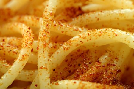 Spaghetti with seasoning, backgroundの写真素材