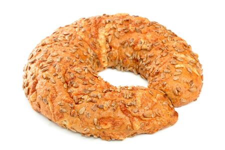 Bread with sunflower seeds, isolatedの写真素材