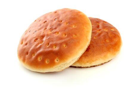 Two grain flat cake made of sour cream, isolated on whiteの写真素材