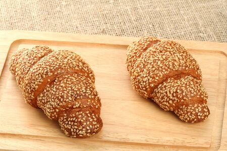 Two fresh croissantsの写真素材