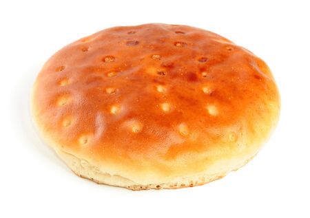 Grain flat cake made of sour cream, isolated on whiteの写真素材