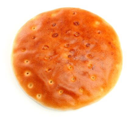 Grain flat cake made of sour cream, isolated on whiteの写真素材