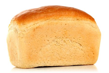 Loaf of fresh bread, isolated on whiteの写真素材