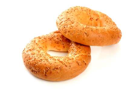 sweet buns with sesame, isolatedの写真素材