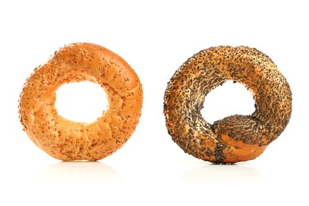 sweet buns with poppy and sesame, isolatedの写真素材