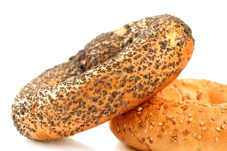 sweet buns with poppy and sesame, isolatedの写真素材