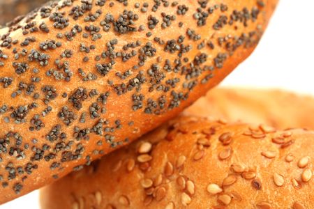 sweet buns with poppy and sesame, isolatedの写真素材
