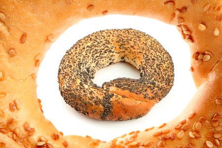 sweet buns with poppy and sesame, isolatedの写真素材