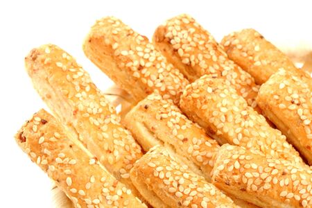 Grain sticks with sesame, isolatedの写真素材