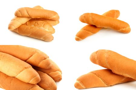 Freshly baked croissants, isolated on whiteの写真素材