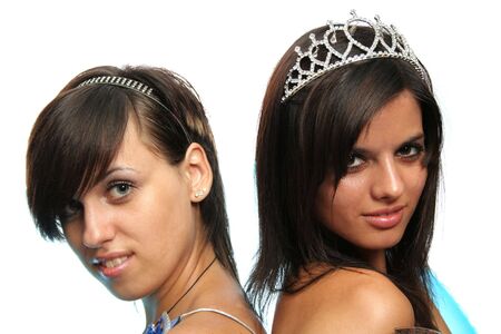 Beautiful girls, isolated on whiteの写真素材