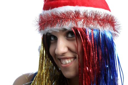 christmas girl, isolated on whiteの写真素材