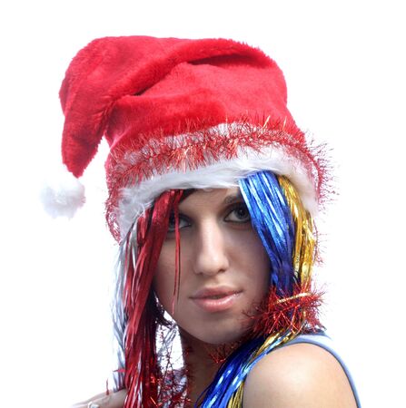 christmas girl, isolated on whiteの写真素材