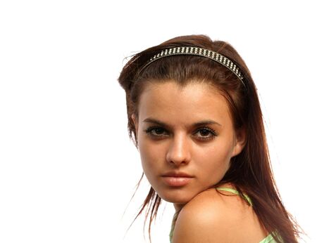 Beautiful girl, isolated on whiteの写真素材