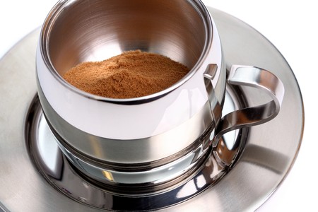 Cup with coffee, isolated on whiteの写真素材