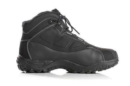 Men's black winter boot, isolated on whiteの写真素材