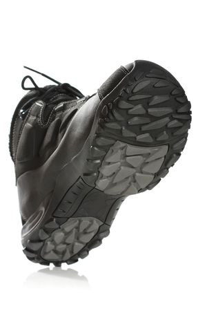 Men's black winter boot, isolated on whiteの写真素材