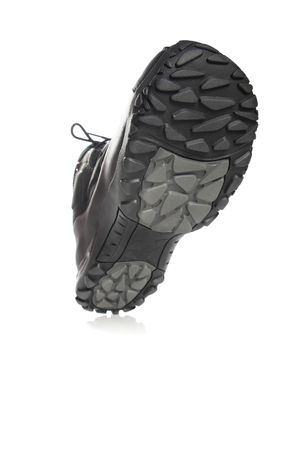 Men's black winter boot, isolated on whiteの写真素材