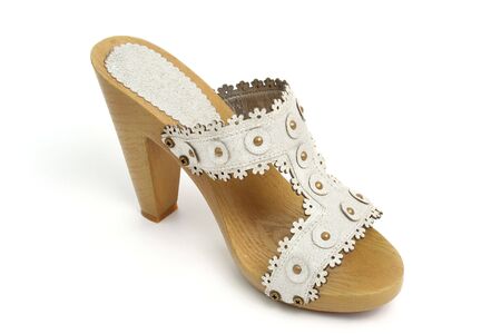 Single woman shoes, isolated on whiteの写真素材
