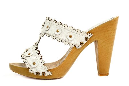 Single woman shoes, isolated on whiteの写真素材