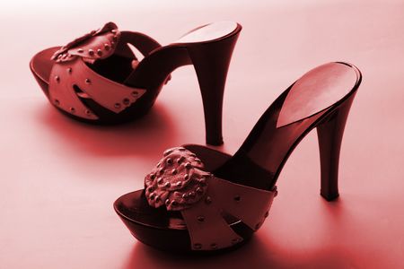 New woman shoes, on redの写真素材