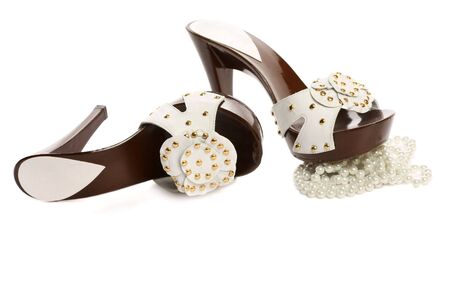New woman shoes, isolated on whiteの写真素材