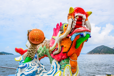 Mosaic statue of the dragon in Kwun Yam Shrine temple, a Taoist shrine at the southeastern end of Repulse Bay, Hong Kong Islandのeditorial素材