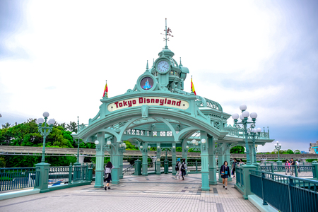 CHIBA, JAPAN: Tokyo Disneyland arch over the passage way leads to Tokyo Disneyland Resort in Urayasu, Chiba, Japanのeditorial素材