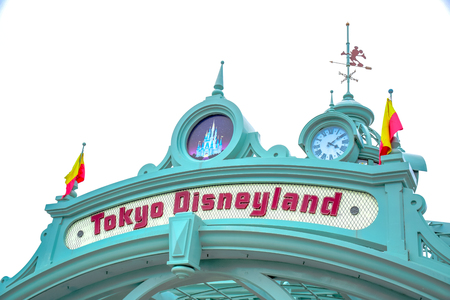 CHIBA, JAPAN: Tokyo Disneyland arch over the passage way leads to Tokyo Disneyland Resort in Urayasu, Chiba, Japanのeditorial素材
