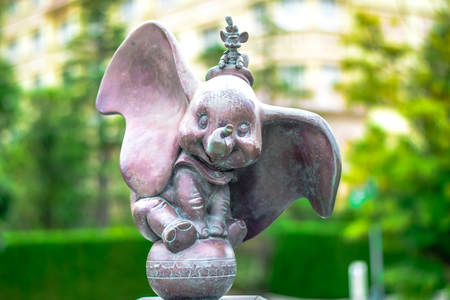 CHIBA, JAPAN: Dumbo character statue at Tokyo Disney Resort, Urayasu, Japanのeditorial素材