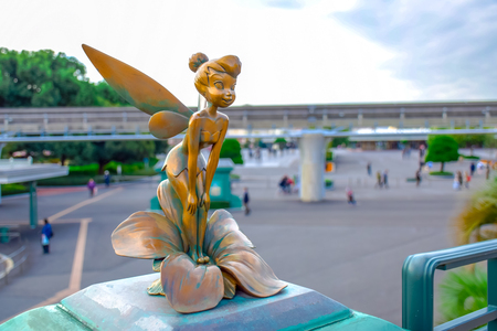 CHIBA, JAPAN: Tinker Bell small statue at Tokyo Disney Resort, Urayasu, Japanのeditorial素材