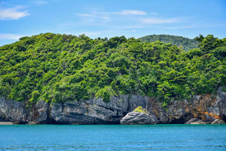 Beautiful seascape of Thailand sea and island in a clear blue sky, Samuiの写真素材