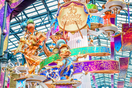 Mickey and friends decoration at Main Street U.S.A. to celebrate  the event of 35th Happiest Celebration at Tokyo Disneyland Resortのeditorial素材