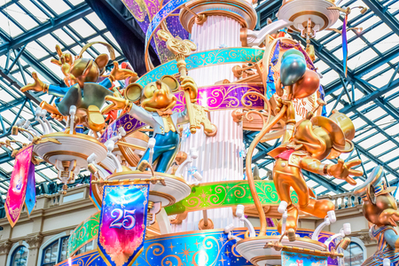 Mickey and friends decoration at Main Street U.S.A. to celebrate  the event of 35th Happiest Celebration at Tokyo Disneyland Resortのeditorial素材