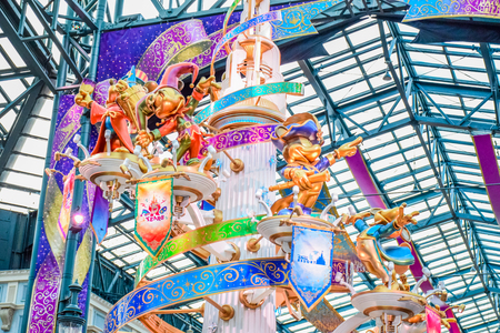 Mickey and friends decoration at Main Street U.S.A. to celebrate  the event of 35th Happiest Celebration at Tokyo Disneyland Resortのeditorial素材