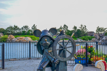 The statue of Mickey Mouse as a navigator in Tokyo Disneysea located in Urayasu, Chiba, Japanのeditorial素材