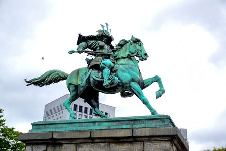Kusunoki Masashige statue, the great samurai, at the East Garden outside Imperial Palace in Tokyo, Japanのeditorial素材