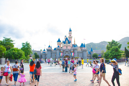 HONG KONG DISNEYLAND: Tourists are spending their time at Main Street, U.S.A. in Hong Kong Disneylandのeditorial素材