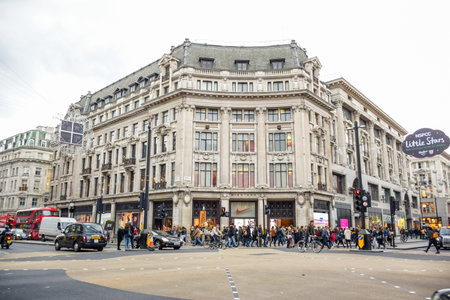 Tourists spending their time at Oxford Street, the most europe's busiest shopping street located in...