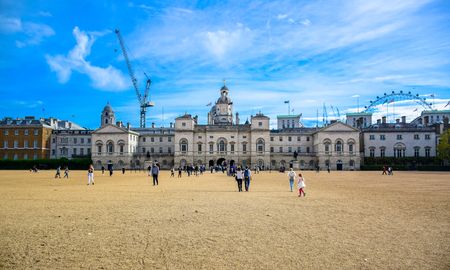 Tourist visiting The Household Cavalry Museum, a living museum in the heart of Horse Guards, Whitehall, London, United Kingdomのeditorial素材