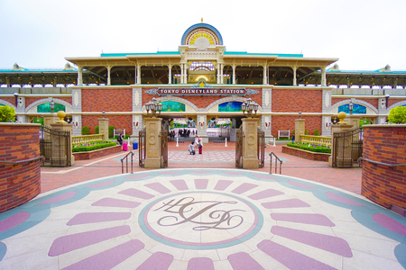 Tokyo Disneyland station sign at the Disney Resort Line monorail system in Chiba, Japanのeditorial素材