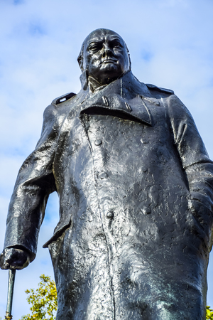 Statue of Winston Churchill in the Parliament Square, Westminster, London, England, United Kingdomのeditorial素材