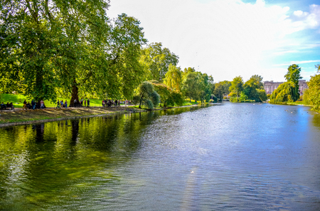 Beautiful landscape view of St James's Park in city of London, England, United Kingdomの写真素材